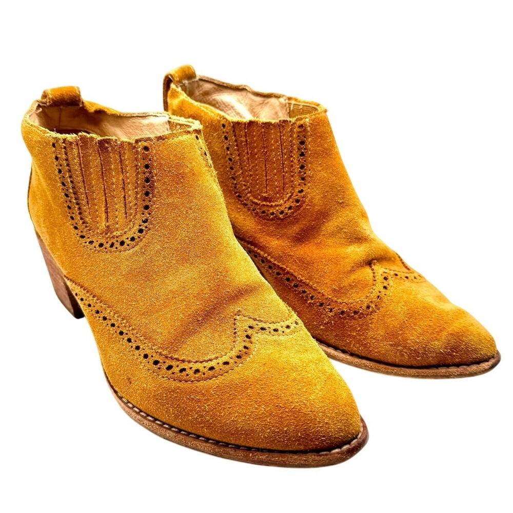 Madewell The Grayson Brogue Chelsea boot size 7 in Amber Brown